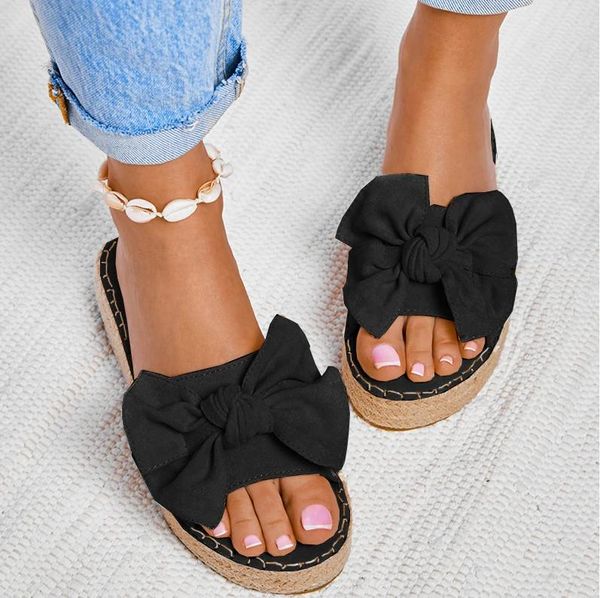 

platform sandals 2021 summer bow casual daily comfy slip on platform sandals dress peep toe female gladiator sandalias mujer, Black