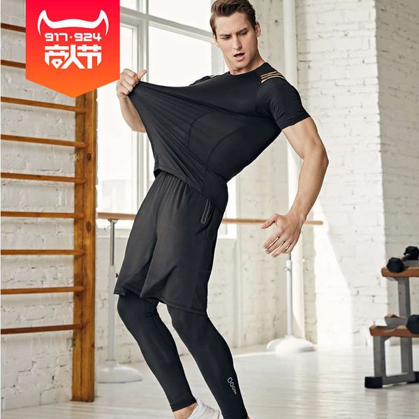 

sportswear fitness three piece outdoor light training running suit men's wear, Gray