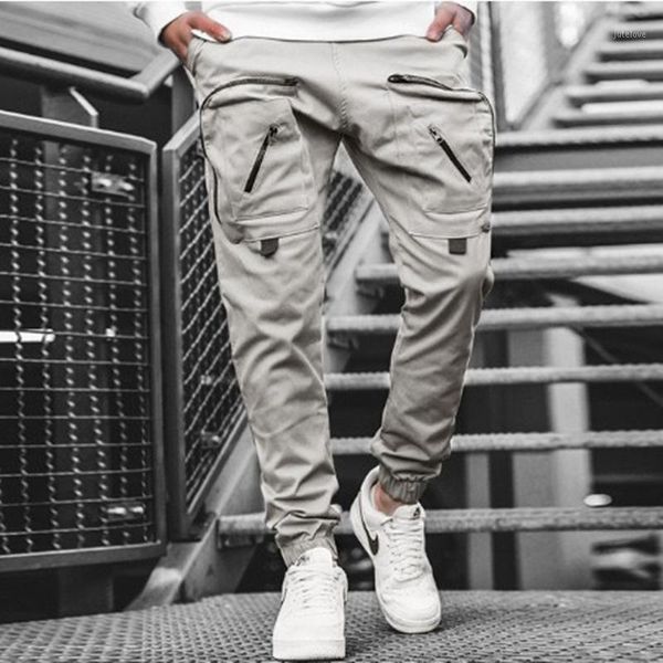 

2020 new men's woven casual pants multi-pocket sports overalls tactical pants fitness sports1, Black