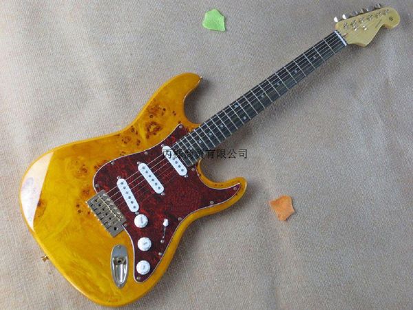

shipping rotten wood burl pattern st electric guitar golden accessories guitar @8
