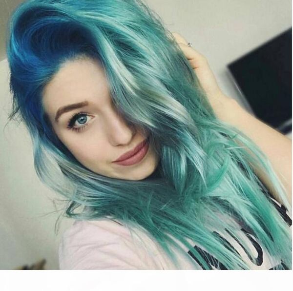 

pistacho colored ombre hair weave with lace frontal closure aqua human malaysian hair with ear to ear two tone grass green lace frontal, Black;brown