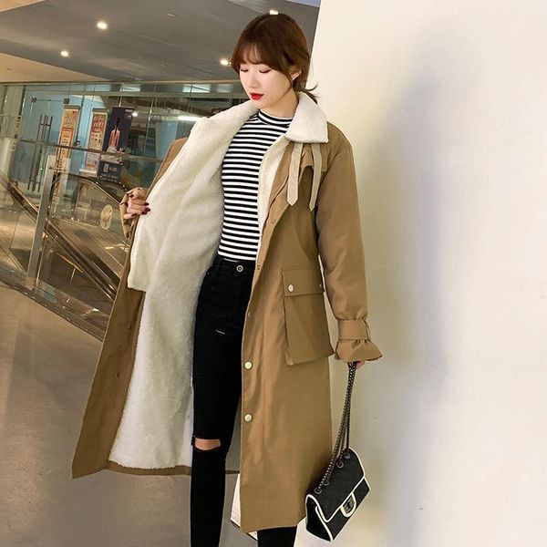 

2020 long coats jackets womens thicken warm down cotton jacket coat outwear overcoat slim parkas for women1, Black