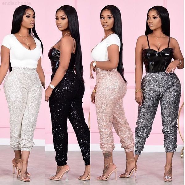 

autumn / winter 2020 coated casual sequined women's leggings, Black;white