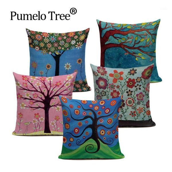 

cushion cover vintage case mural yellow red tree wintersweet cherry blossom home decorative throw pillow cover1 cushion/decorative
