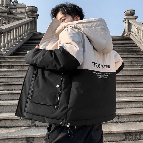 

men's winter coat 2020 new short trend handsome down cotton padded jacket, Black