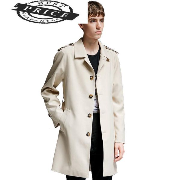 

trench coat new autumn men winter casual fashion men's solid color trench medium long section s-7xl 22272, Tan;black