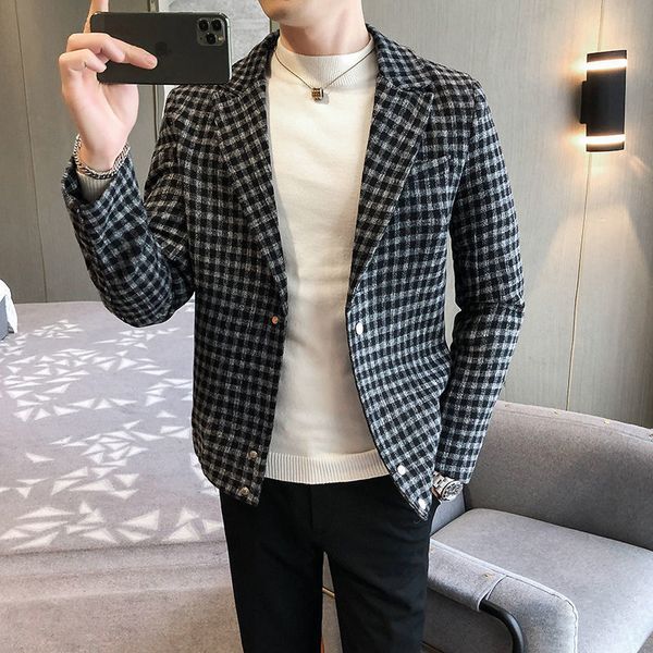 

2020 herren autumn anzug dress up as a smoke suit checked standard designer of male blazer luxury chess wool from men coat kss8, Black;brown