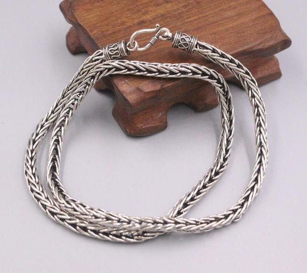 

new pure solid 925 sterling silver necklace 5mm wheat link chain necklace 21.65"l