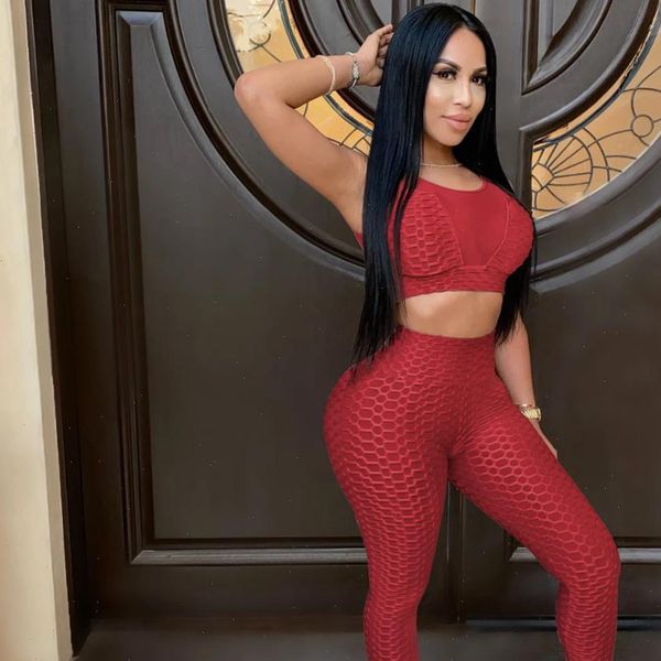 

women tracksuits two pieces set sleeveless crop long pants 2 pieces set outfit skinny elastic casual outdoor wear, Gray