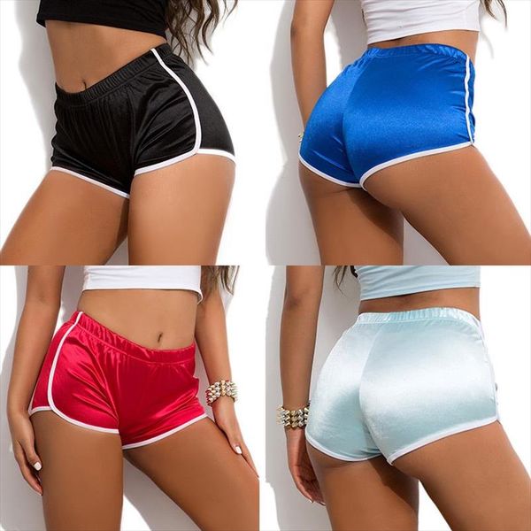 

candy color plus size wetlook high waist booty shorts push up hip short pole dance shiny micro mini short clubwear, White;black