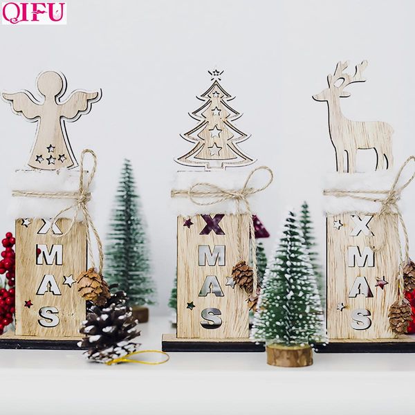 

qifu рождественские деревянные украшения креатив рождество 2019 дерево висячие украшения рождественские плюшевые подвесные рождественские по