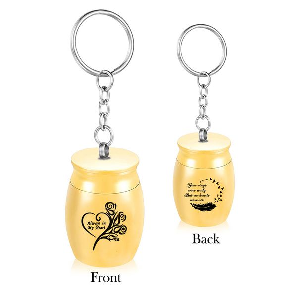 

30x40mm 5 color cremation urn for ashes mini feather memorial urns necklace keepsake keychain -you wings were ready but our heart were not, Silver
