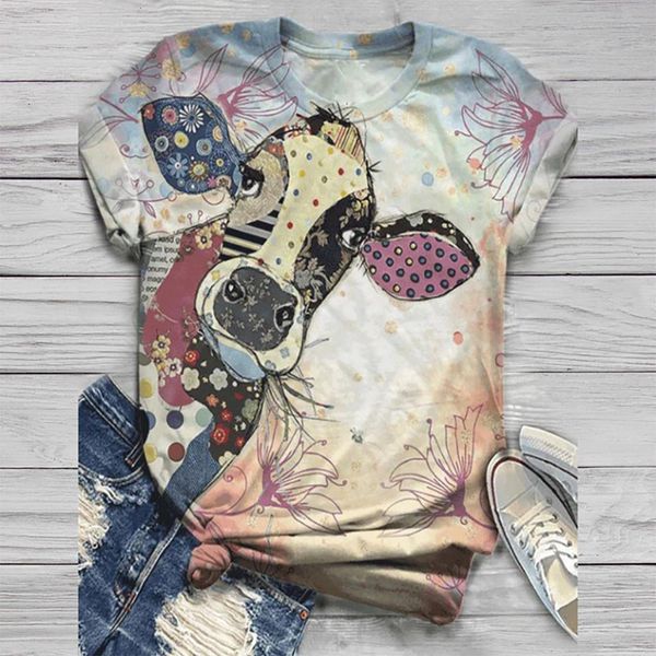 

plus size t shirt women short sleeve 3d animal printed o-neck tee t-shirt magliette donna harajuku kawaii mujer 2020#30, White