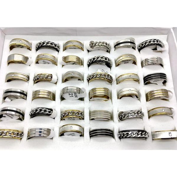 

36pcs 3 mixed style men's womens stainless steel rings wholesale fashion jewelry lot pa wmttmh beauty888, Silver