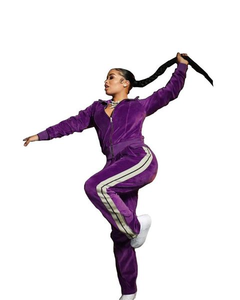 

sreiped velour tracksuit women winter colthes patchwork acrivewear sporty long sleeve zipper sweatpants velvet two piece set, Gray