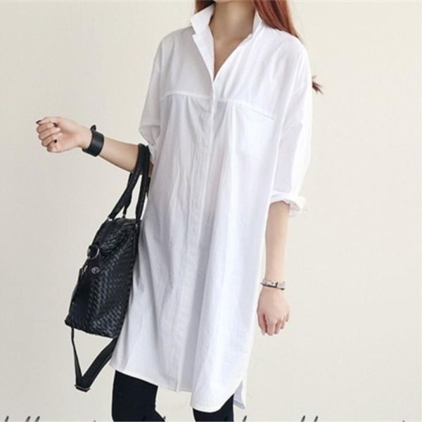 

2021 new arrive female long white shirt long sleeve shirt casual design