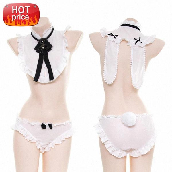 

japanese lingerie lolita bunny girl summer sleepwear micro bikini babydoll costumes women lingerie set cute #jk1z, Black;white