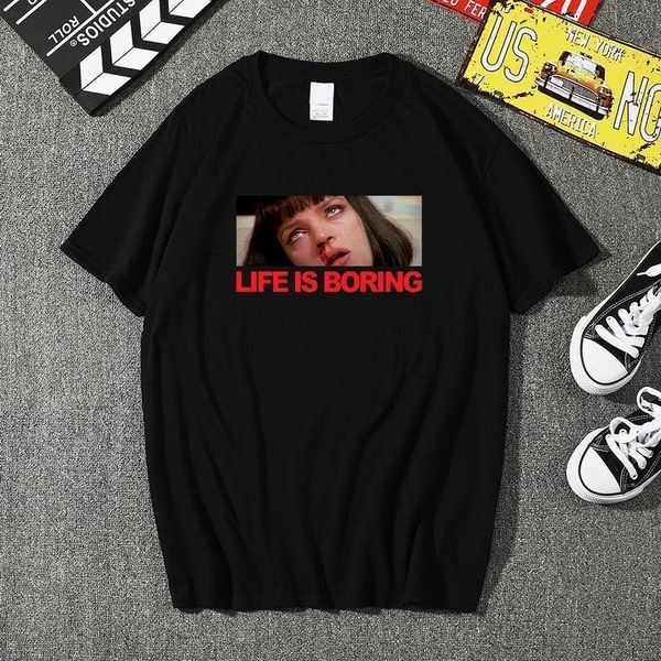 

2021 новая жизнь моды скучная футболка бренд одежда хип-хоп письмо 3d печать мужская футболка с коротким рукавом аниме высокий, White;black