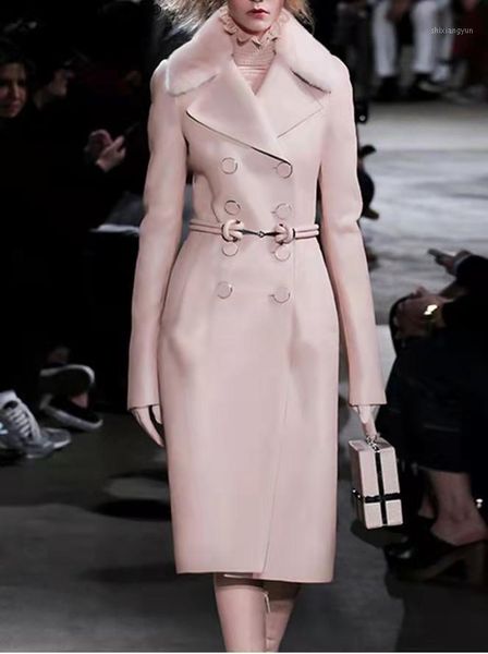 

new arrival pink cute long sleeve wool slim long coat women's coat 201227lj011, Black