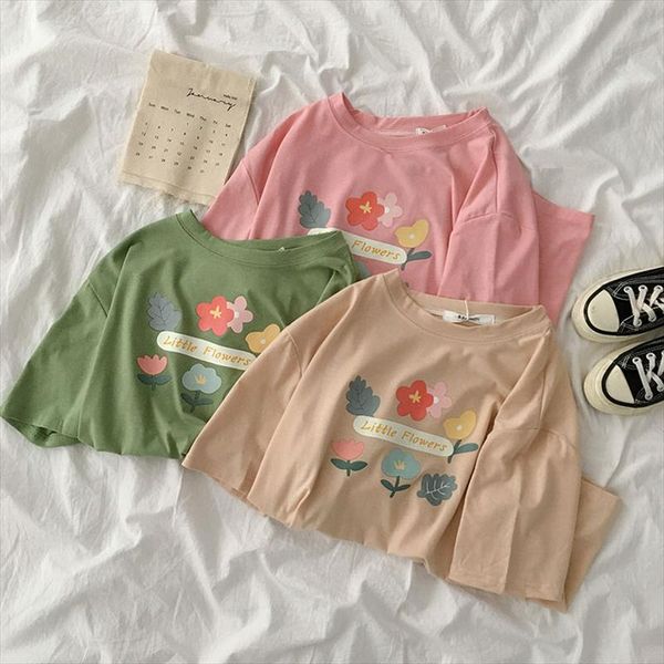 

o neck pullover short sleeve t shirt women fashion print loose cotton tees summer 2020 new causal lady top, White