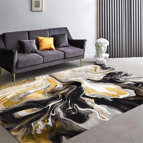 

carpets abstract marble pattern yellow black rug nordic mat living room decoration area for bedroom kitchen bathroom luxury