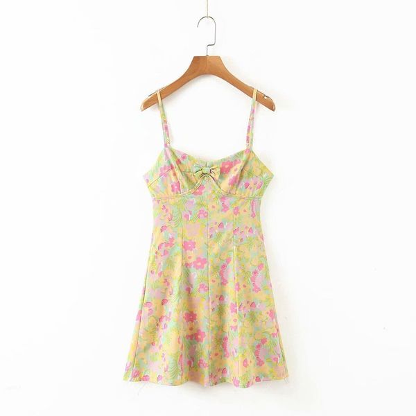 

summer new women's fashion holiday style waist closing flower print suspender dress s9937, Black;gray