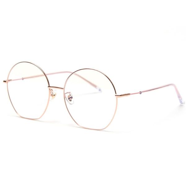 

veshion rose gold irregular round glasses frame men optical female metal glasses for women big frame retro style clear lens, Black