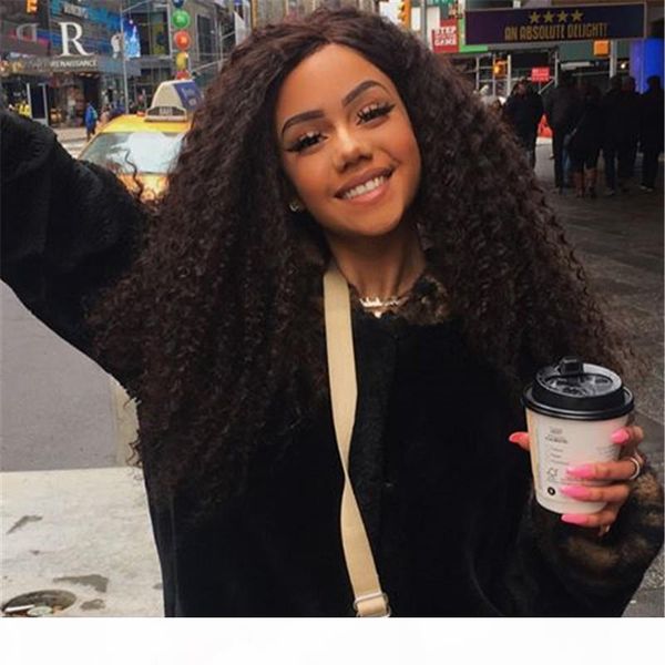 

180% brazilian kinky curly wig brazilian virgin full lace human hair wigs glueless kinky curly lace front wig for black women, Black;brown