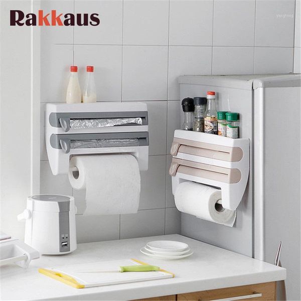 

wall mounted kitchen refrigerator hang film storage cutting holder wrap cutter tin sheets paper towel holder kitchen shelf hook1