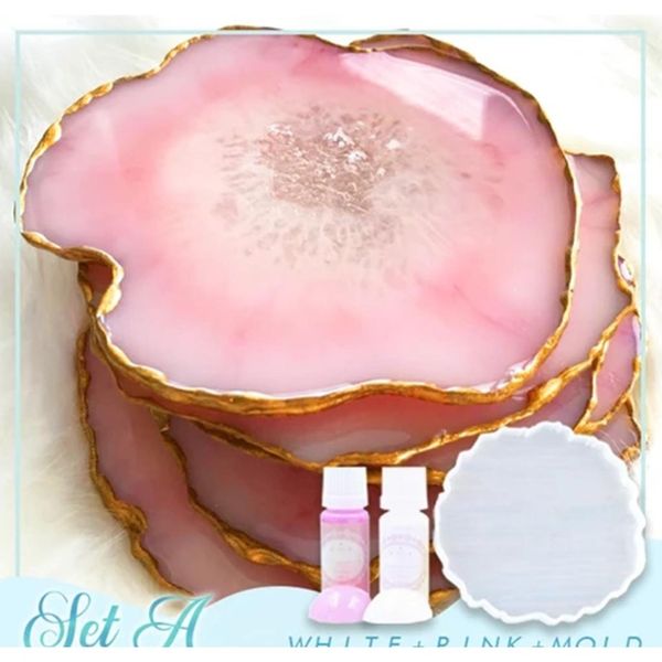 

силиконовая плесень смола clear flus hoaster crystal coaster form craft аксессуар 10 мл золотые края домашний декор драгоценный камень coast