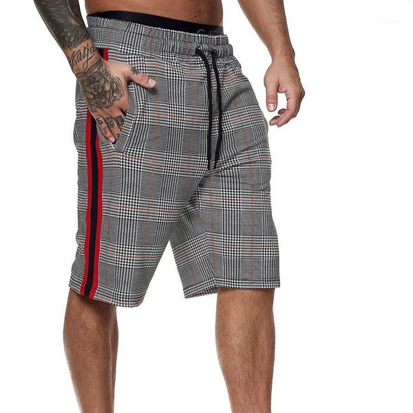 

brand new 2020 summer mens plaid shorts male elastic drawstring fitness work casual breathable gym shorts man masculina clothing1, White;black