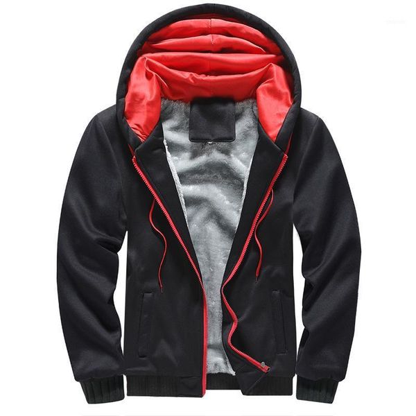 

running jackets 5xl winter thickness fleece men hoodie warm hooded jacket male jogging fitness workout casual coat sportswear sweatshirt1, Black;red
