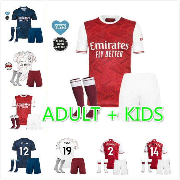 

2020 2021 gunners men soccer jersey 2020/21 arsen pepe nicolas ceballos henry guendouzi tierney arsen kids football kit shirt set, Black;yellow