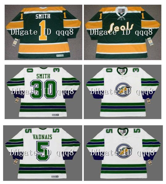

#1 gary smith jersey california golden seals 5 carol vadnais 30 gary smith 1992 ccm vintage throwback hockey jersey, Black;red