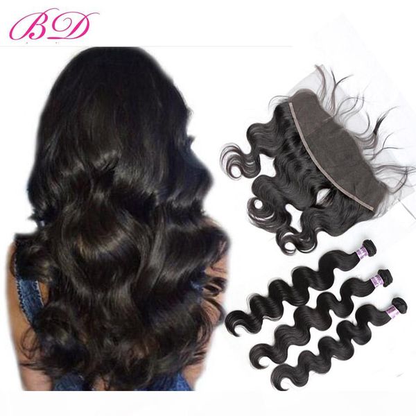 

bd hair products brazilian straight human hair bundles with frontal closure brazilian virgin hair weave bundles with closure, Black;brown
