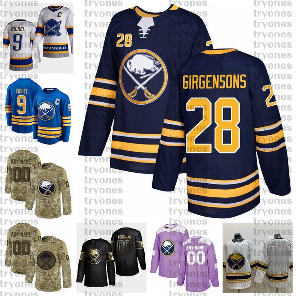 

2021 reverse retro customize #28 zemgus girgensons buffalo sabres jerseys golden edition camo veterans day fights cancer hockey jersey, Black;red