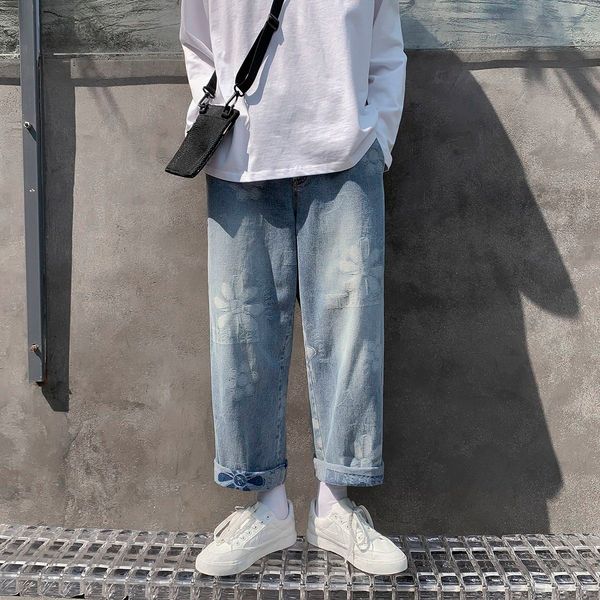 

brim 2021 men's spring and new winter jacquard handcrafted leg brem pants fashion young clothes 7j6k, Blue