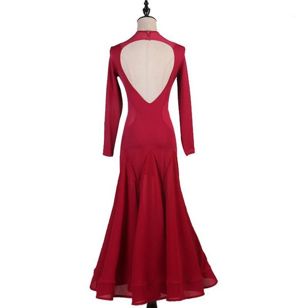 

wine red ballroom dance dresses women waltz dress fringe standard ballroom dress foxtrot mesh costumes rumba long1, Black;red