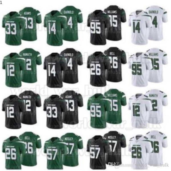 

26 le'veon bell new men york jersey jet 14 sam darnold 12 joe namath 33 jamal adams 57 c.j. mosley quinnen williams 01, Black;red