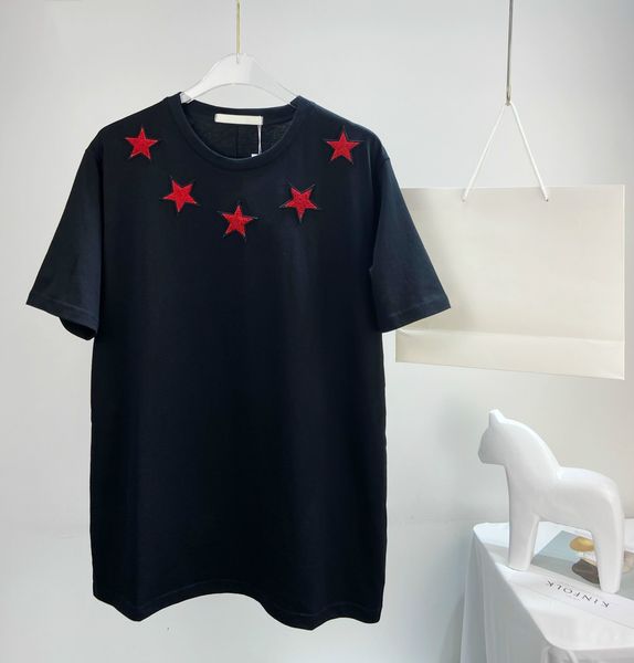 

2020 mens designer t shirts classic casual t shirts men women hip hop five-pointed star embroidery summer short sleeve black color tees, White;black