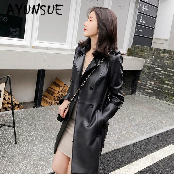 

women's fur coat female real leather jacket korean genuine leather jacket women clothes 2021 elegant sheepskin coat tf810 yy2138, Black