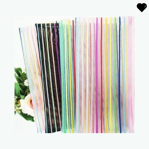 

nylon net cosmetic bags transparent colorful lines pattern toiletry pouch lady makeup storage package travel portable fashion 0 95zh n2