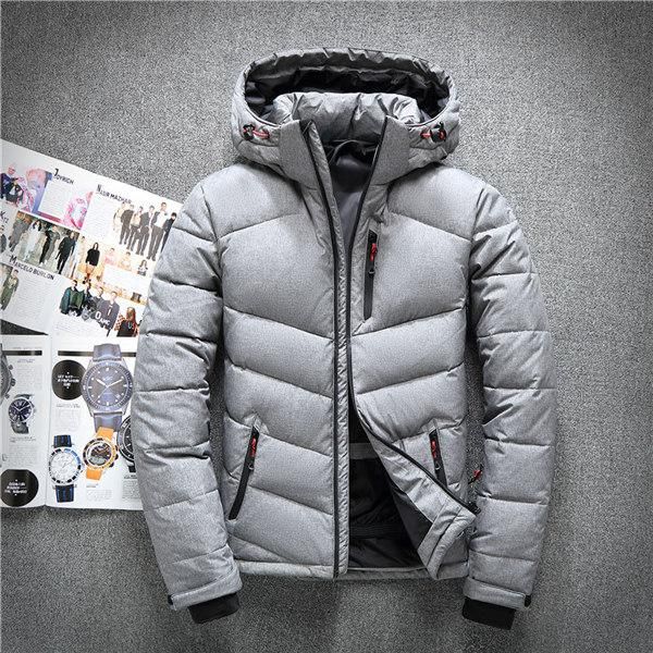 

winter hooded duck down jackets mens warm thick quality down coats male winter overcoat parkas man puffer jackets, Black