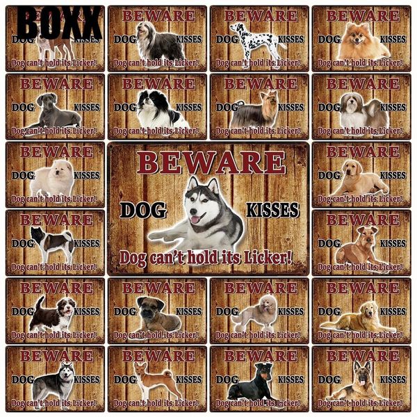 

остерегайтесь поцелуи на собаку хаски лабрадор dalmation dachshund металлический знак домашний декор бар стена роспись 20 * 30 см размер