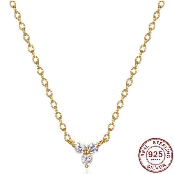

2021 925 sterling silver simple long chain lariat necklace triangle round cz charm y shaped minimal deilcate dainty women style