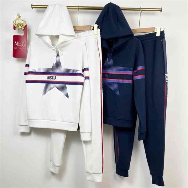 

autumn casual hooded sweater pants set two-piece sportswear female, White;black