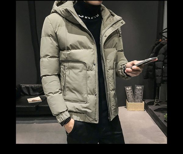 

light grey casual hooded cotton-padded jacket male short coat, Black;brown