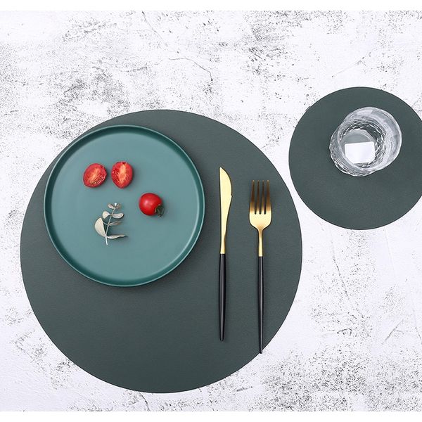

insulation oilproof leather placemat western food mat dining tableware table mat pads bowl cup coaster kitchen accessorie f wmtljf