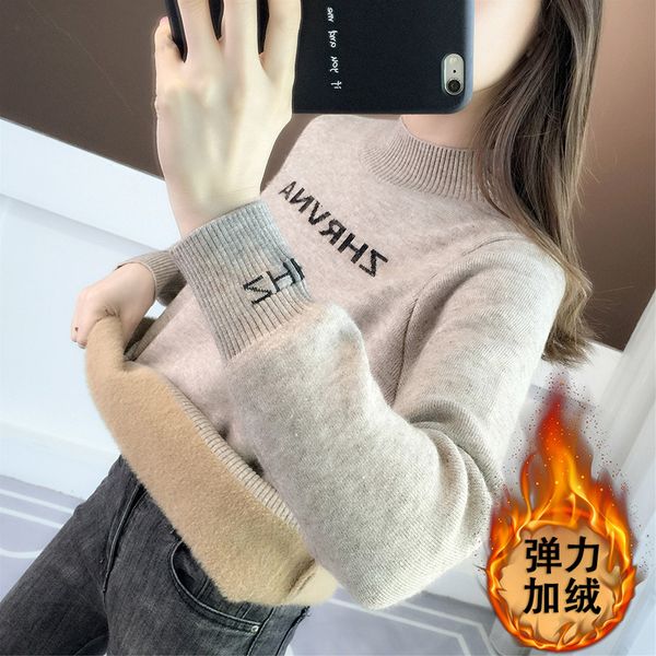 

2021 new all woman's sweater warmth, stuffed thickened, underlay for female style in the fall and enr5, White;black