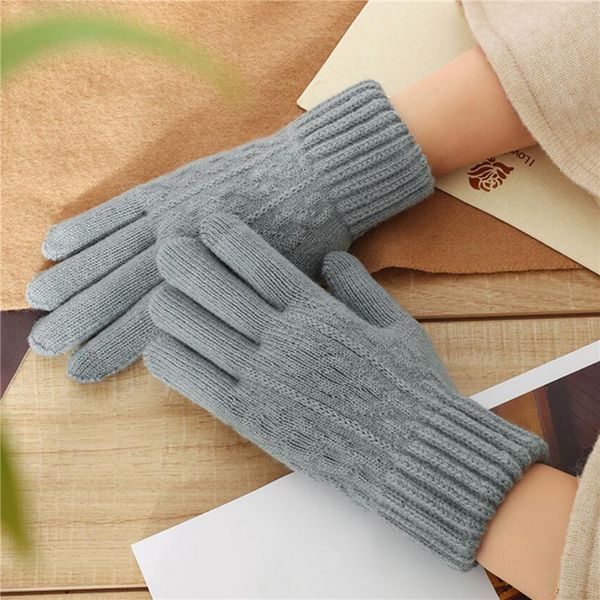 

new women' cashmere knitted gloves autumn winter warm thick gloves touch screen skiing, Blue;gray